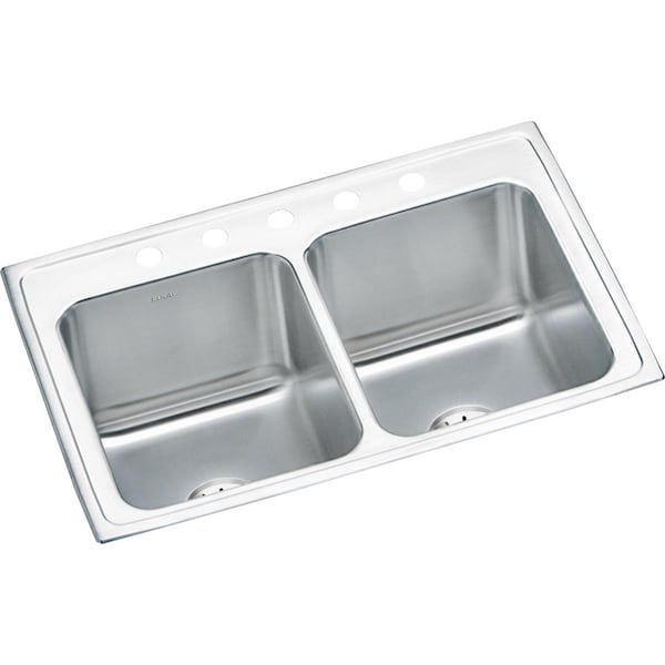 Clssc SS 33"x22"x10-1/8", Equal Double Bowl Drop-in Sink w/Prfct Drain